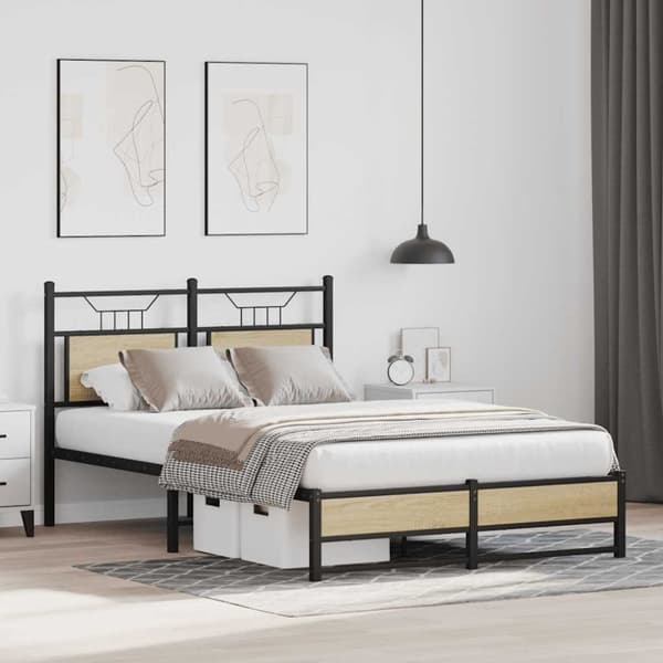 vidaXL Sengeramme uten madrass sonoma eik 120x200 cm konstruert tre
