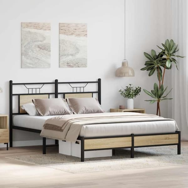 vidaXL Sengeramme uten madrass sonoma eik 150x200 cm konstruert tre