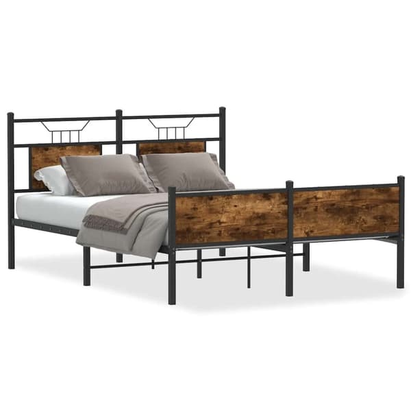 vidaXL Sengeramme uten madrass røkt eik 140x200 cm konstruert tre