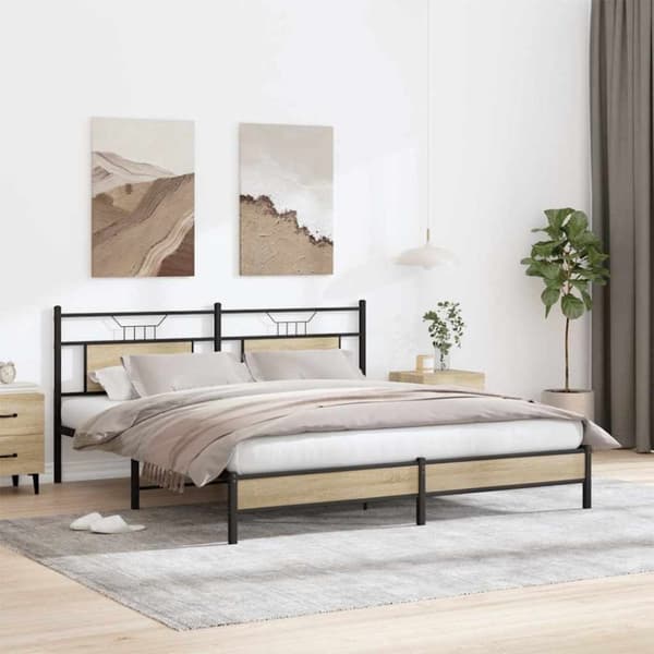 vidaXL sengeramme uden madras 183x203 cm konstrueret træ sonoma-eg