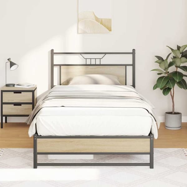 vidaXL Sengeramme uten madrass sonoma eik 100x190 cm konstruert tre