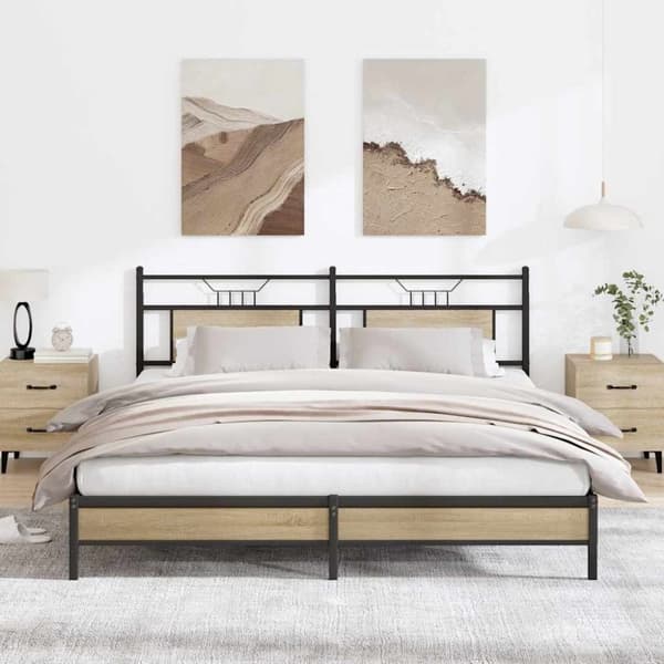 vidaXL Sengeramme uten madrass sonoma eik 183x203 cm konstruert tre