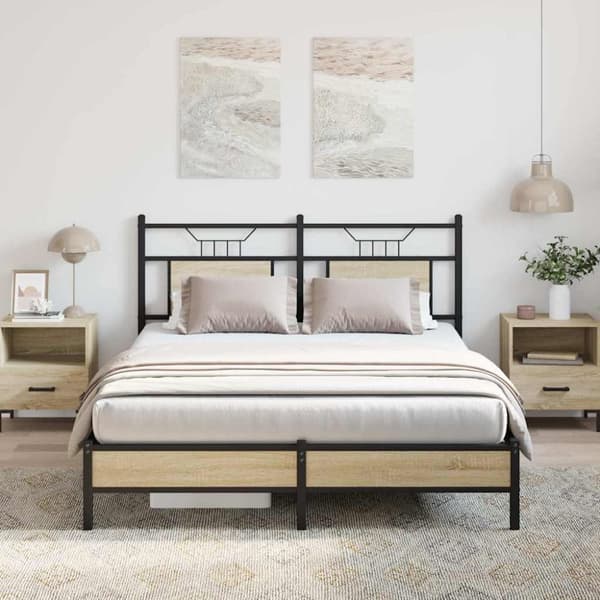 vidaXL Sängynrunko ilman patjaa Sonoma tammi 140x200 cm tekninen puu