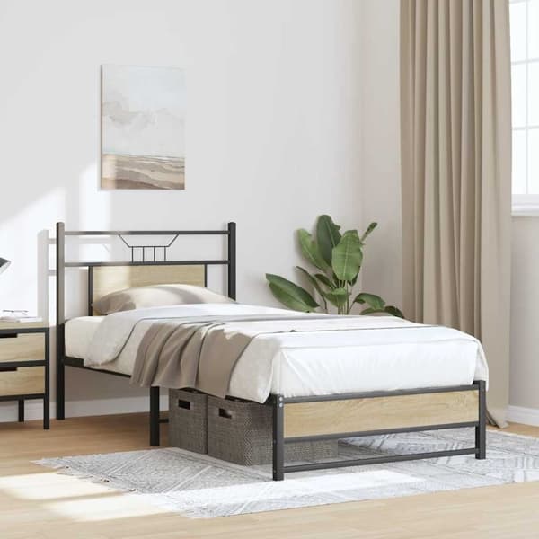 vidaXL Sengeramme uten madrass sonoma eik 90x200 cm konstruert tre