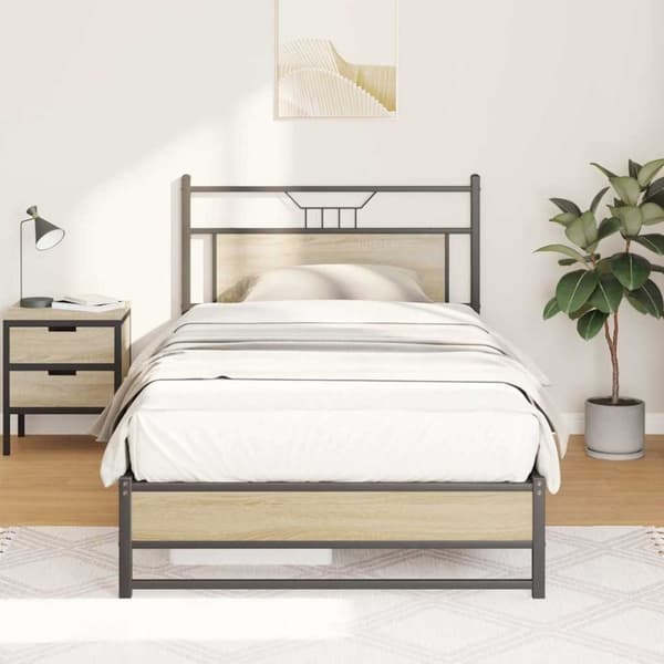 vidaXL Sengeramme uten madrass sonoma eik 100x200 cm konstruert tre