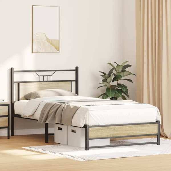 vidaXL Sengeramme uten madrass sonoma eik 100x200 cm konstruert tre
