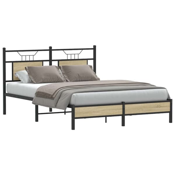 vidaXL Sengeramme uten madrass sonoma eik 137x190 cm konstruert tre