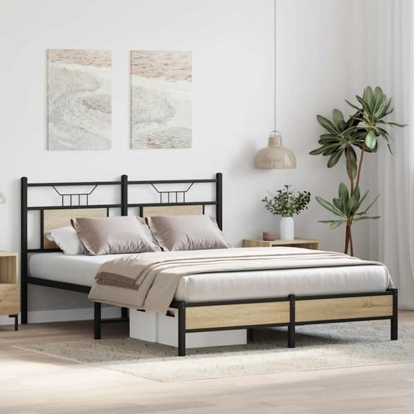 vidaXL Sengeramme uten madrass sonoma eik 137x190 cm konstruert tre