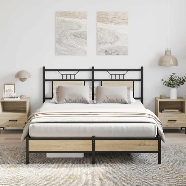 vidaXL Sengeramme uten madrass sonoma eik 137x190 cm konstruert tre