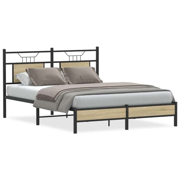 vidaXL Sengeramme uten madrass sonoma eik 137x190 cm konstruert tre
