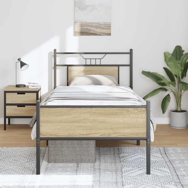vidaXL sengeramme 75x190 cm uden madras konstrueret træ sonoma-eg