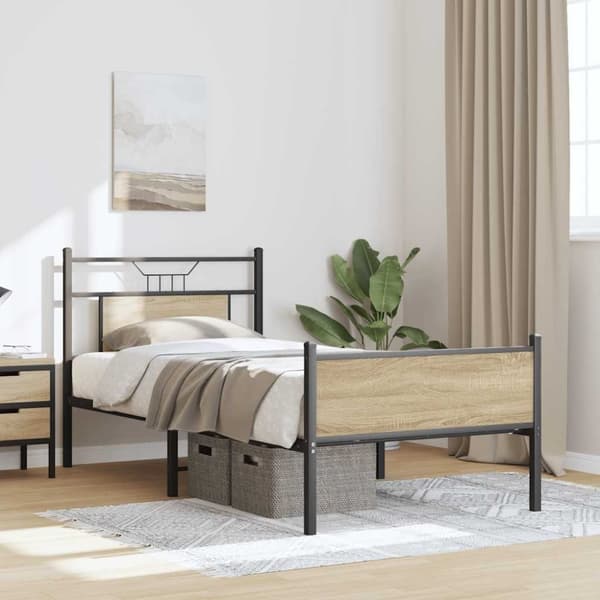 vidaXL sengeramme 75x190 cm uden madras konstrueret træ sonoma-eg