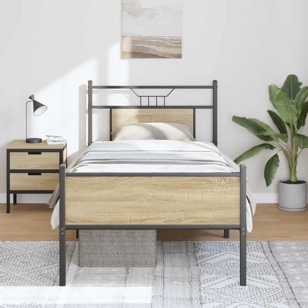 vidaXL Sengeramme uten madrass sonoma eik 90x190 cm konstruert tre