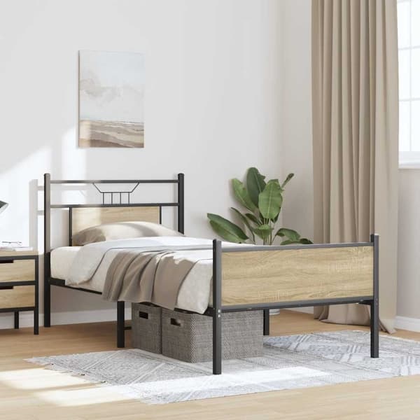 vidaXL Sengeramme uten madrass sonoma eik 90x190 cm konstruert tre