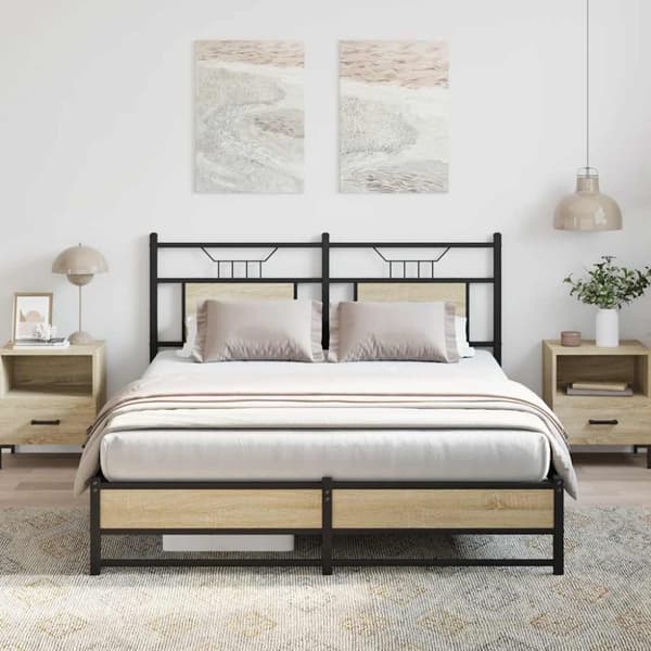 vidaXL sengeramme 150x200 cm uden madras konstrueret træ sonoma-eg