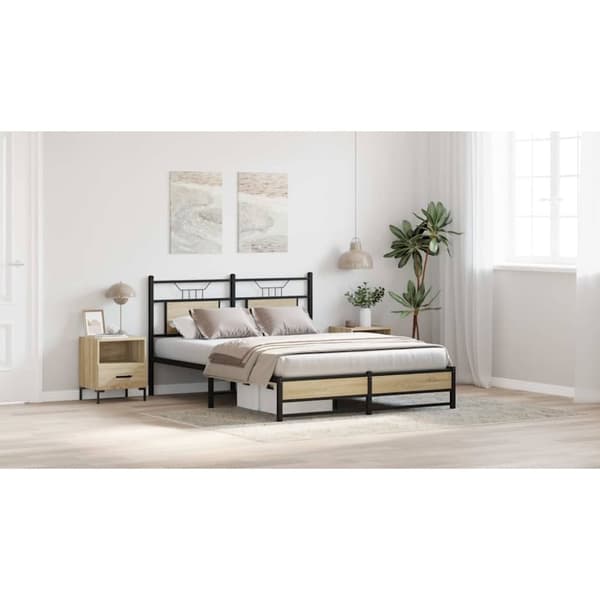 vidaXL sengeramme 150x200 cm uden madras konstrueret træ sonoma-eg