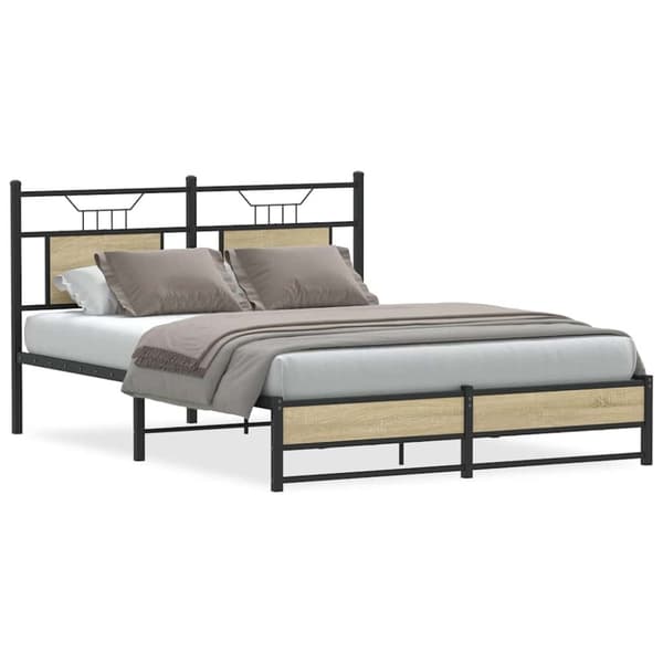 vidaXL sengeramme 150x200 cm uden madras konstrueret træ sonoma-eg