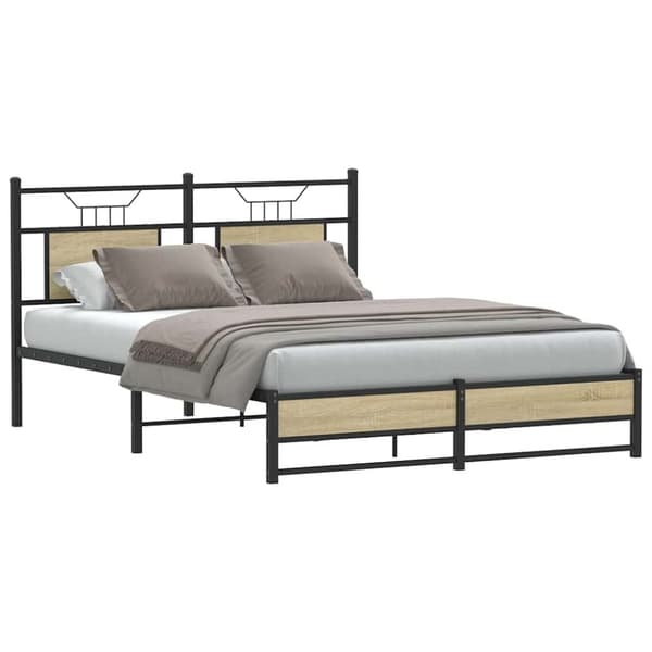 vidaXL sengeramme 150x200 cm uden madras konstrueret træ sonoma-eg