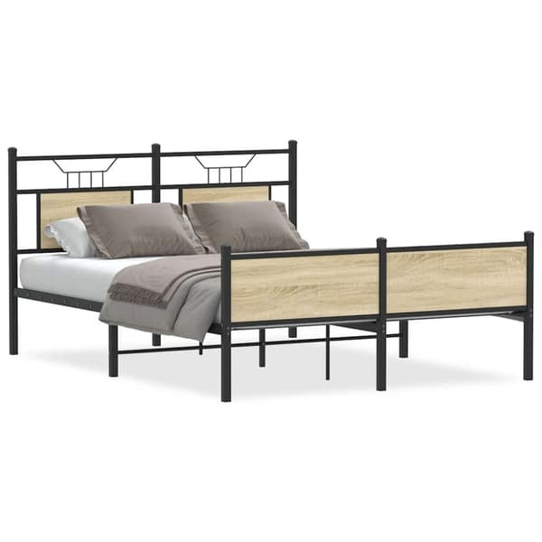 vidaXL Sängynrunko ilman patjaa Sonoma tammi 137x190 cm tekninen puu