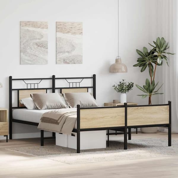 vidaXL Sängynrunko ilman patjaa Sonoma tammi 137x190 cm tekninen puu
