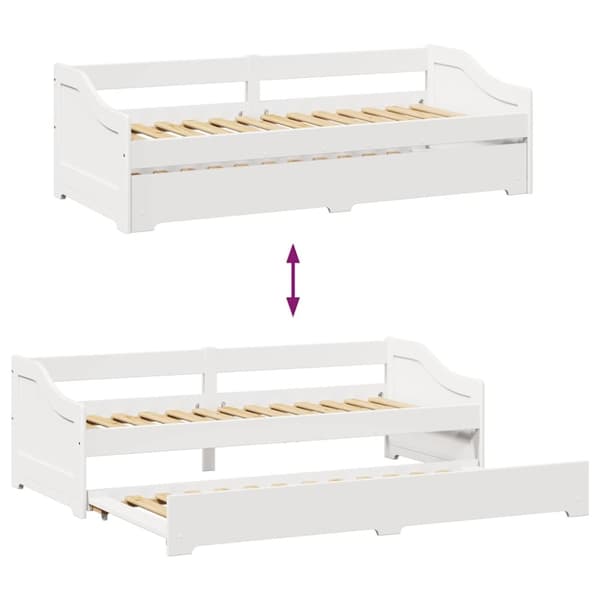 vidaXL Daybed med trille uten madrass IRUN hvit 90x200 cm