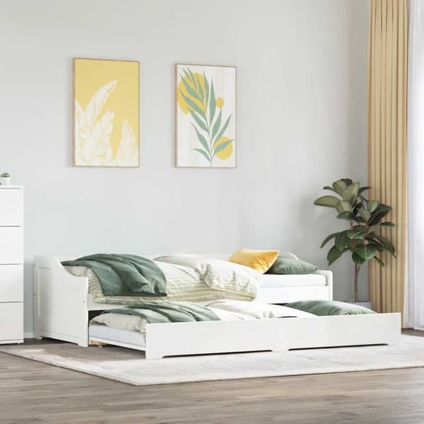 vidaXL Daybed med trille uten madrass IRUN hvit 90x200 cm
