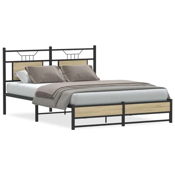 vidaXL Sängram utan madrass sonoma-ek 140x190 cm konstruerad trä