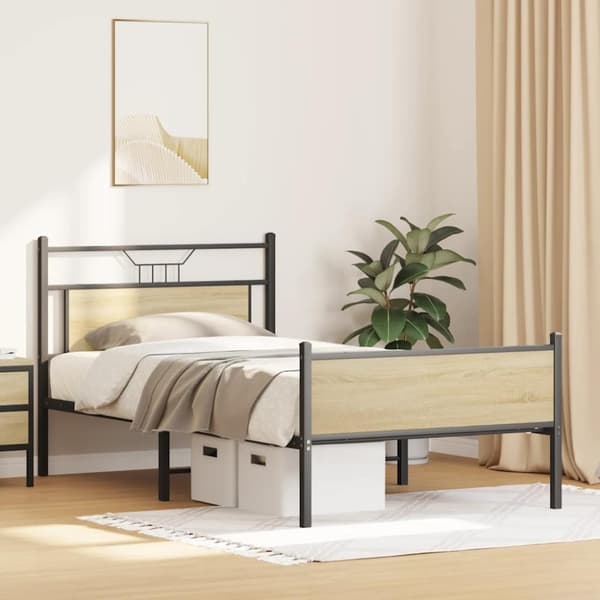 vidaXL Sengeramme uten madrass sonoma eik 100x190 cm konstruert tre