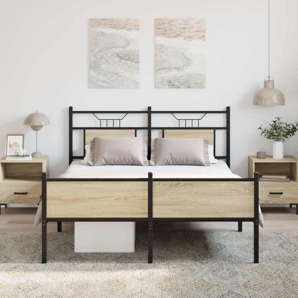 vidaXL Sengeramme uten madrass sonoma eik 140x190 cm konstruert tre