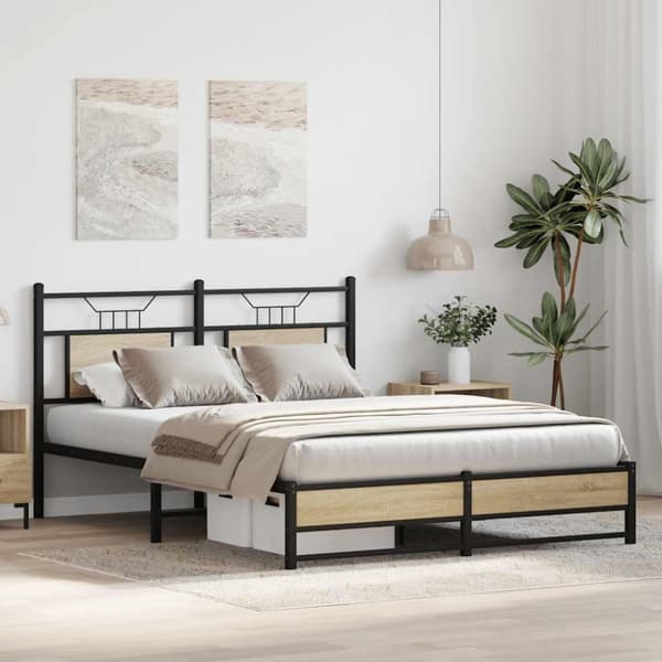 vidaXL Sengeramme uten madrass sonoma eik 137x190 cm konstruert tre