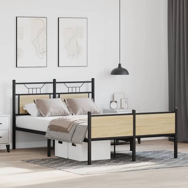 vidaXL Sengeramme uten madrass sonoma eik 120x200 cm konstruert tre