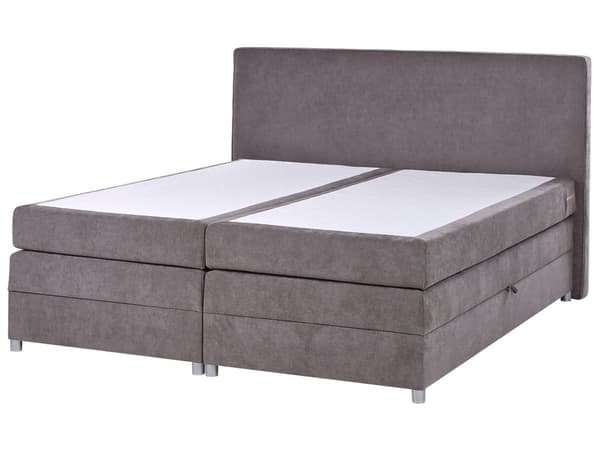Seng Taupe Polyester 180 x 200 cm Moderne To Mands Seng med Opbevaring Blød Sengegavl Dobbeltseng Sengeramme Kontinentalseng Design