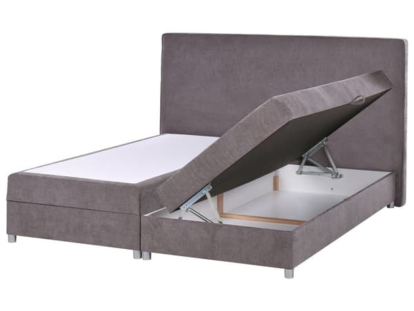 Seng Taupe Polyester 180 x 200 cm Moderne To Mands Seng med Opbevaring Blød Sengegavl Dobbeltseng Sengeramme Kontinentalseng Design