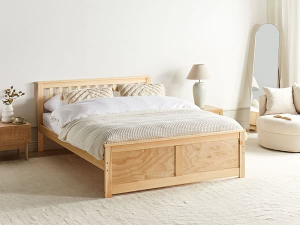 Sengeramme Lyst Tre Furu Tre MDF 140 x 200 cm Minimalistisk Stil Design