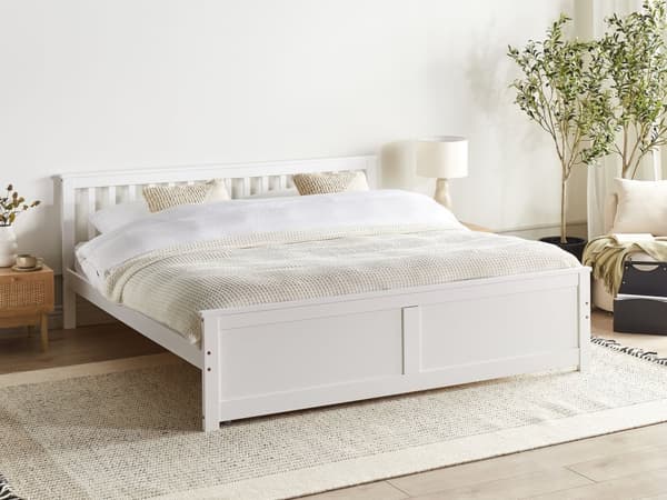 Sengeramme Hvitt Tre Furu Tre MDF 180 x 200 cm Minimalistisk Stil Design