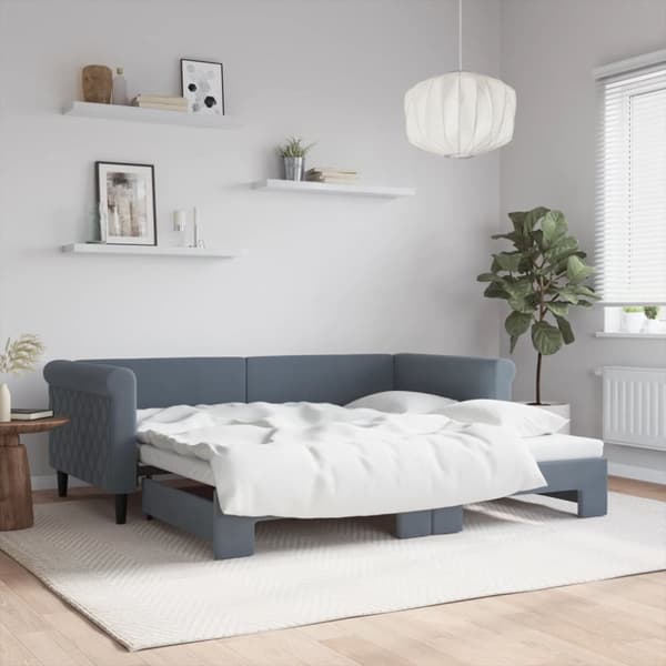 Dagbädd utdragbar mörkgrå 90x190 cm sammet