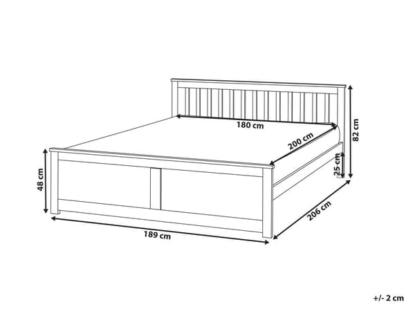 Seng Hvid Træ 180 x 200 cm Moderne Dobbeltseng med Sengegavl To Mands Lav Sengeramme Minimalistisk Design Træseng