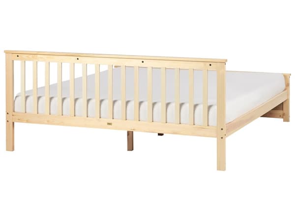 Seng Lyst Træ 180 x 200 cm Moderne Dobbeltseng med Sengegavl To Mands Lav Sengeramme Minimalistisk Design Træseng