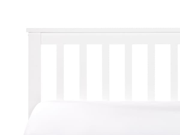 Seng Hvid Træ 160 x 200 cm Moderne Dobbeltseng med Sengegavl To Mands Lav Sengeramme Minimalistisk Design Træseng