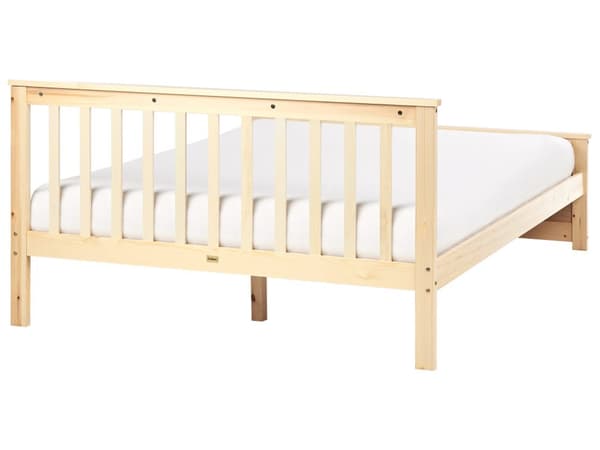 Seng Lyst Træ 140 x 200 cm Klassisk Trekvart Juniorseng med Sengegavl Halvandenmandsseng Lav Sengeramme Minimalistisk Design Træseng