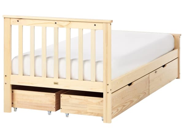 Sengeramme Lyst Tre Furu Tre MDF Oppbevaring Sett med 4 skuffer 90 x 200 cm Hodegavl Minimalistisk Stil