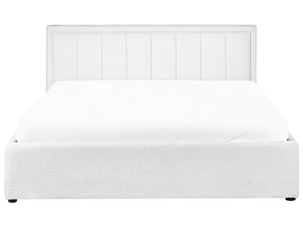 Seng Ottoman Hvit Boucle 160 x 200 cm Polstret Ramme Teddy med Sengegavl