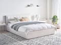 Miniatyrbilde 2 av 11: Seng Ottoman Hvit Boucle 160 x 200 cm Polstret Ramme Teddy med Sengegavl