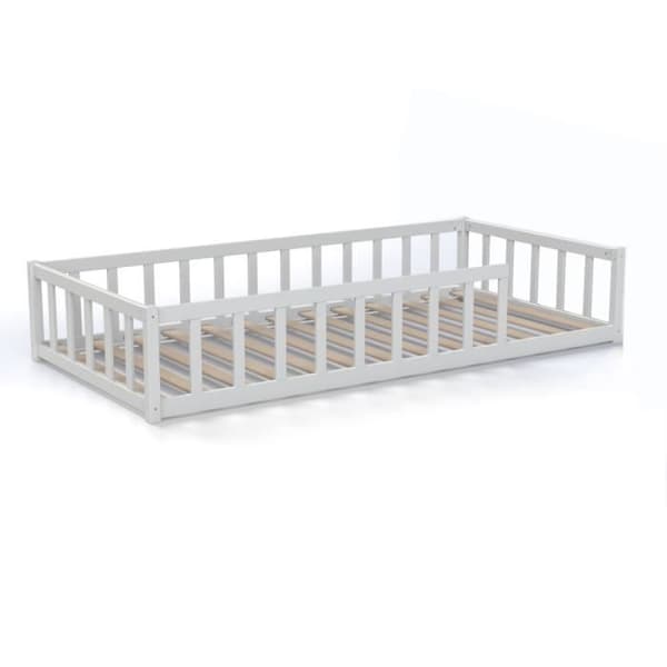 Lit Enfant - LAÏBA KIDS - Lanterne Magique - 90x190 cm - Vit trä - Sängbotten Inkluderat