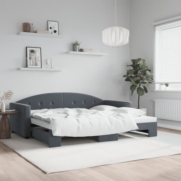 Dagbädd utdragbar mörkgrå 90x190 cm sammet