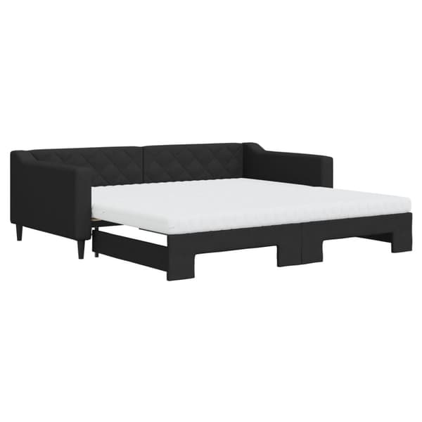 Dagbädd med extrabädd och madrasser svart 100x200 cm tyg