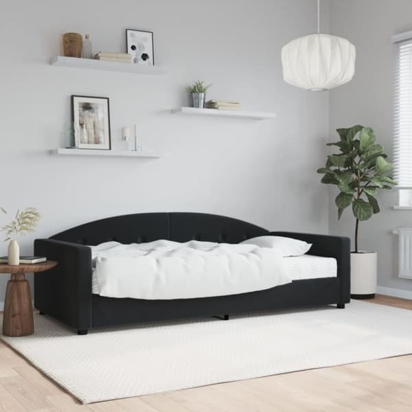 Dagbädd med madrass svart 90x190 cm sammet