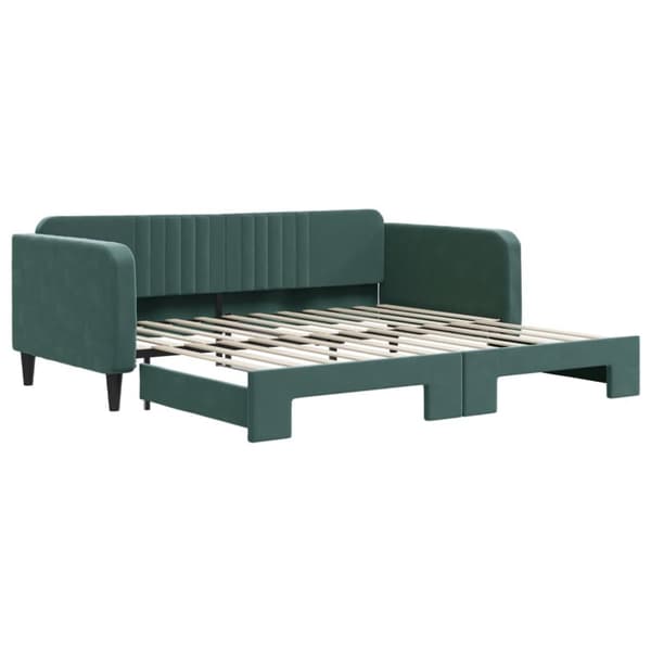 Dagbädd utdragbar mörkgrön 100x200 cm sammet