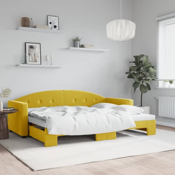 Dagbädd utdragbar gul 80x200 cm sammet
