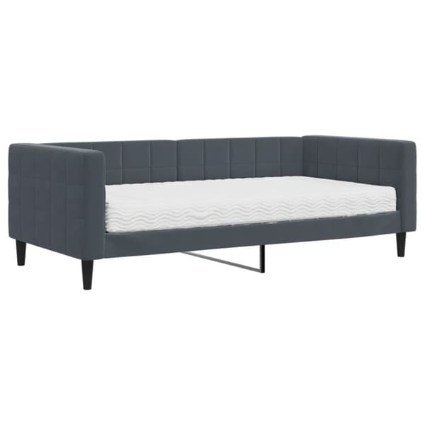 Dagbädd med madrass mörkgrå 90x190 cm sammet